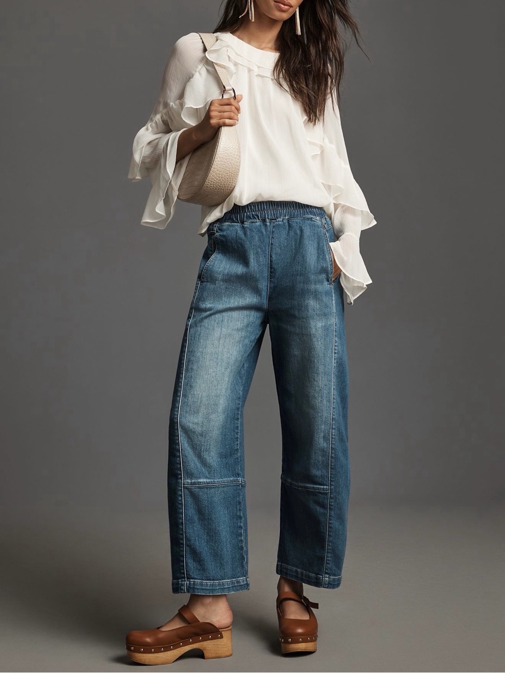 Anthropologie Pilcro Izzie Relaxed Pull On Barrel Jeans Women’s Size Large